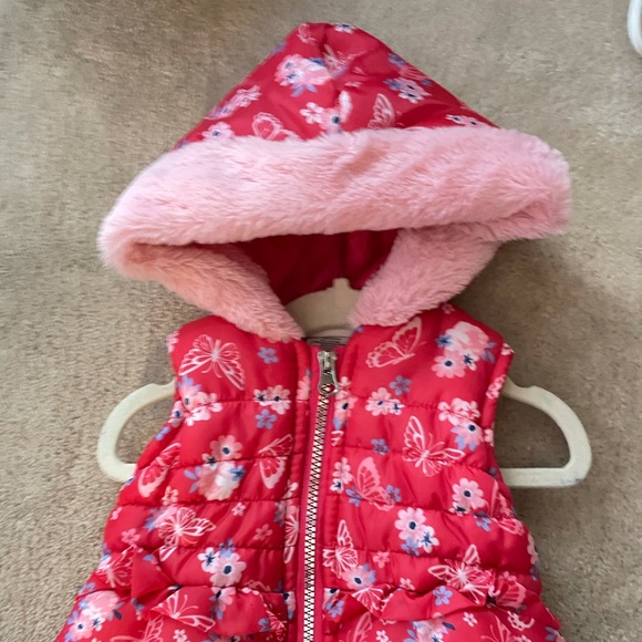 NWOT Little Lass Floral Pink Puffer Vest - Picture 1 of 5